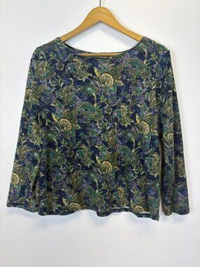 Habitat Clothes to Live In Blue and Green Floral 100% Cotton Top